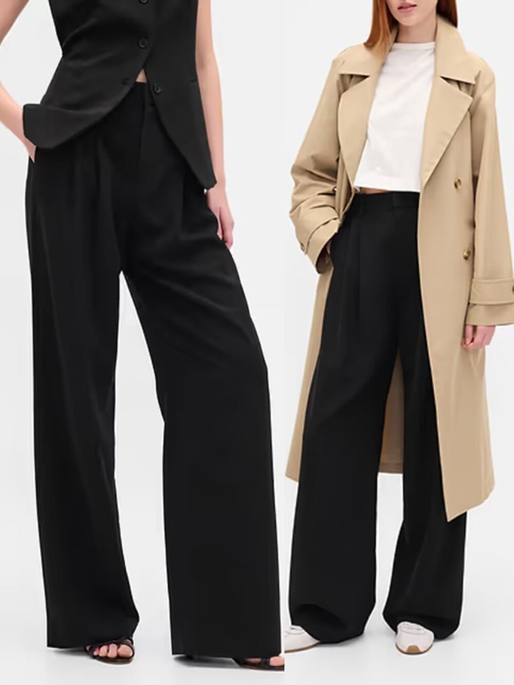 NEW Gap 365 High Rise Pleated Wide Leg Pants Trousers 4 Tall Long Black Corp $90